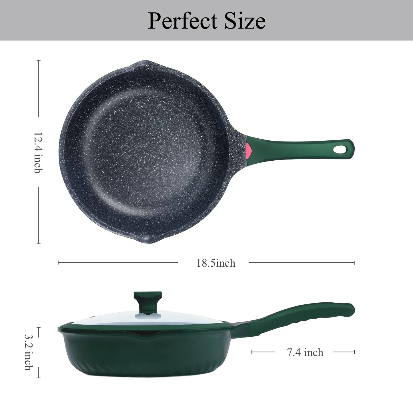 Vinchef Skillets Nonstick with Lids