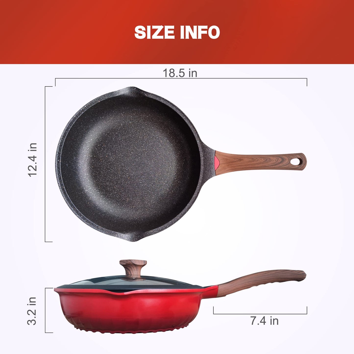 Vinchef Nonstick Skillet with Lid
