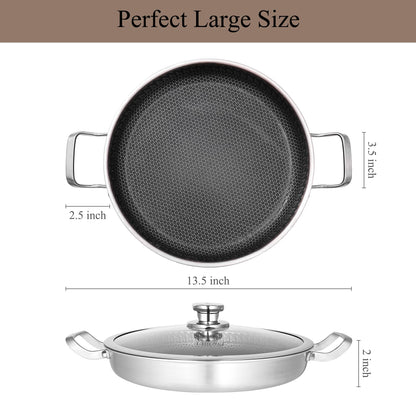 Vinchef 13 Inch Stainless Steel Paella Pan