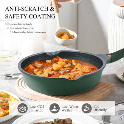 Vinchef Skillets Nonstick with Lids