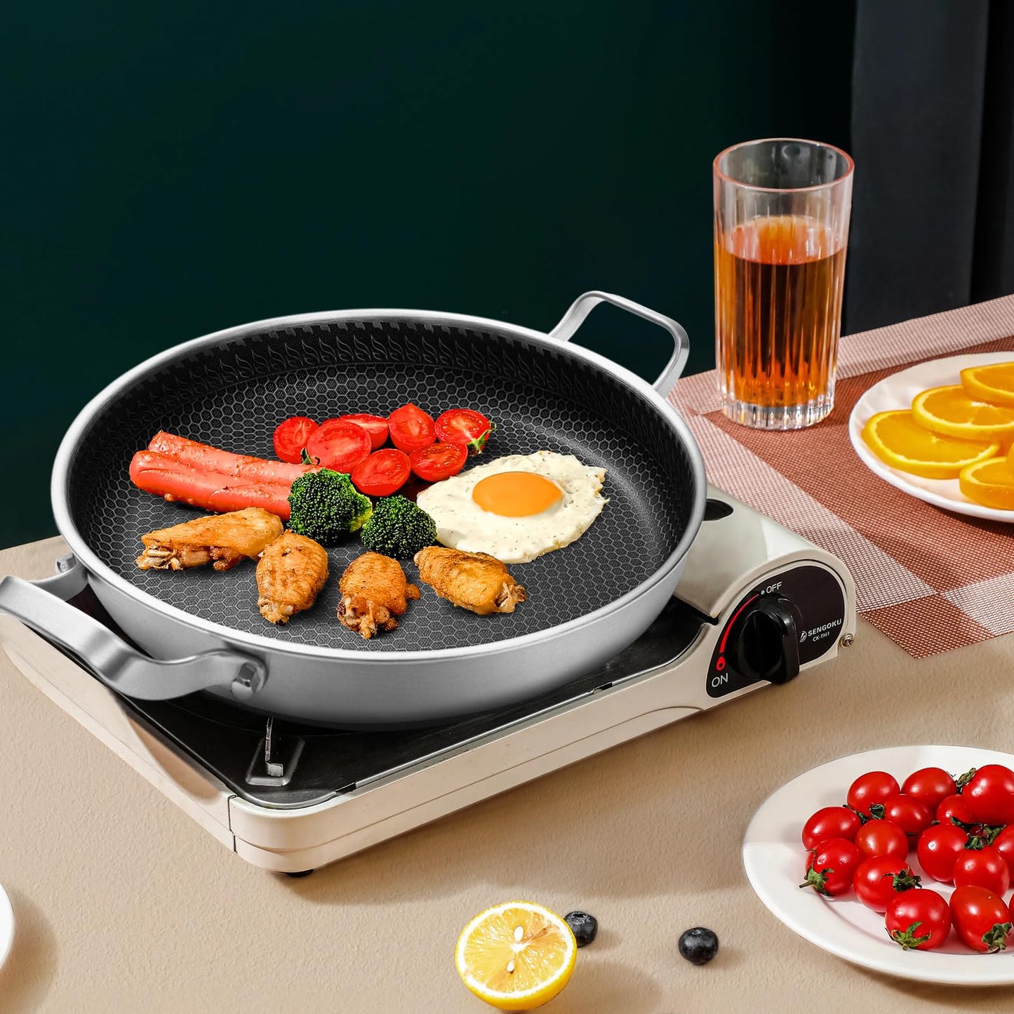 Vinchef 13 Inch Stainless Steel Paella Pan